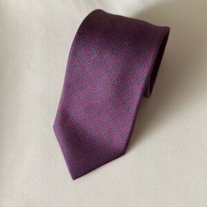 Hermes Red and Blue silk patterned Tie